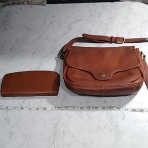 Leather Coach bag with matching wallet Vintage 1980's